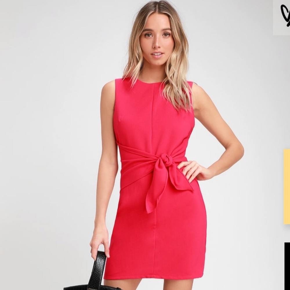 NWT Lulus Aylin Fuchsia Tie-Front Mini Dress Small